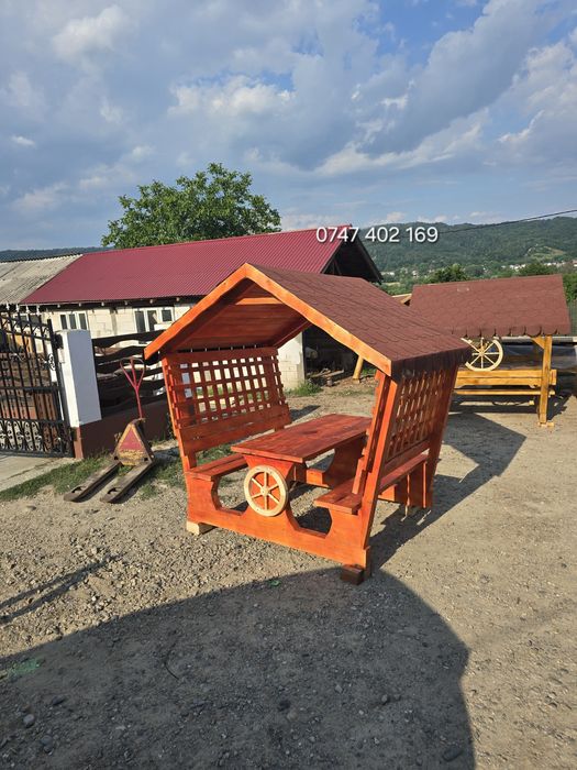 Foisor  rustic din lemn masiv balansoar  leagan terasa
