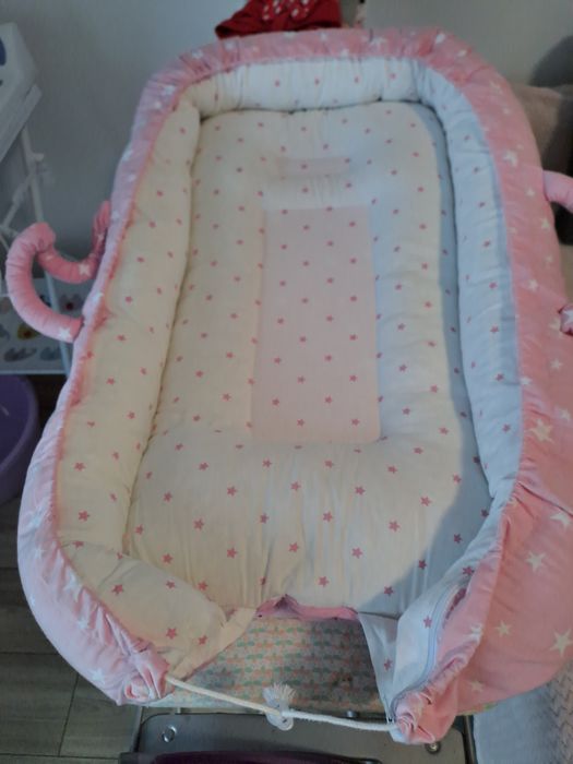 Cadita bebe cu saltea de infasat, coșuleț bebe cu anti reflux