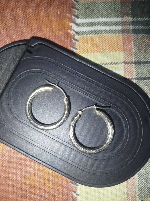 Серебряные серьги кольца, рифлёные