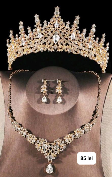 Set complet mireasa diadema nunta tiara accesorii bijuterii nunta