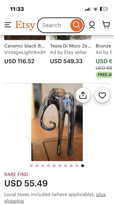 Антикварна фън шуй керамика на слон за късмет и благоденствие от 60г