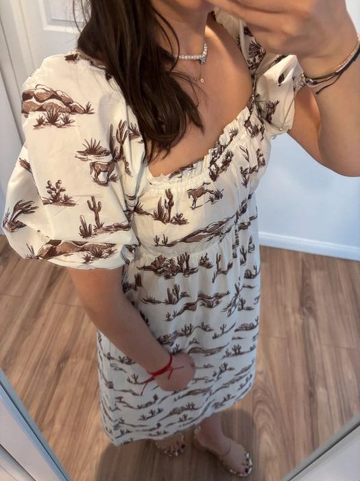 Rochie din bumbac imprimată Mango