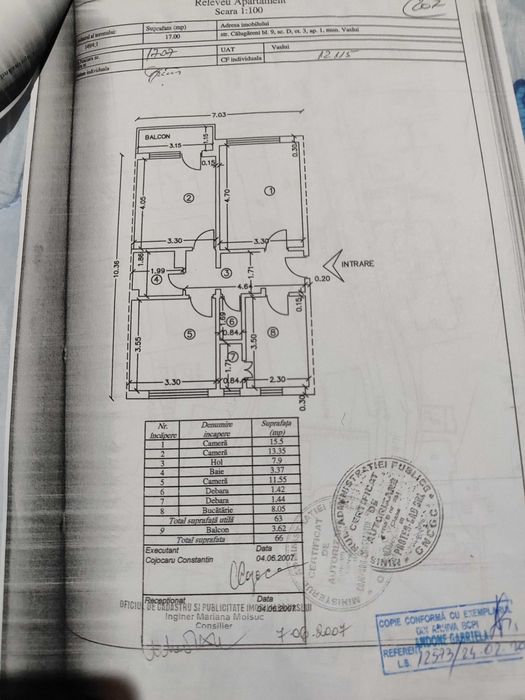 Vând apartament 3 camere Vaslui zona Călugăreni