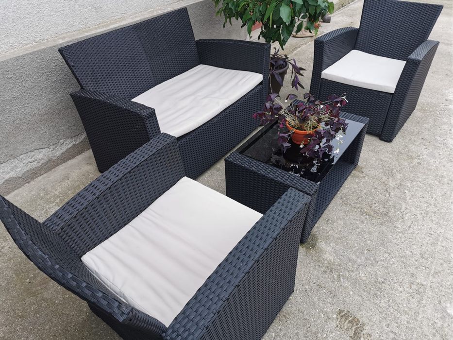 set ratan sintetic Tarrington House 4 piese negru