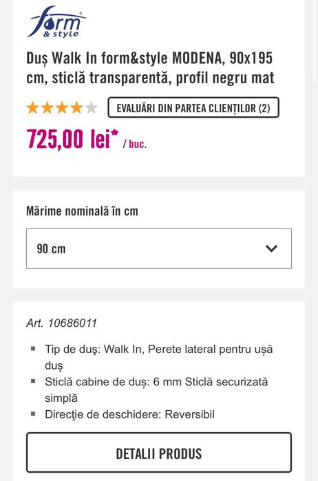 Vând sticlă de duș modena set complet