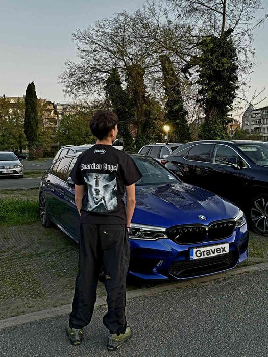 Черна тениска Gravex Wear – Guardian Angel | 100% Памук | Reflective/