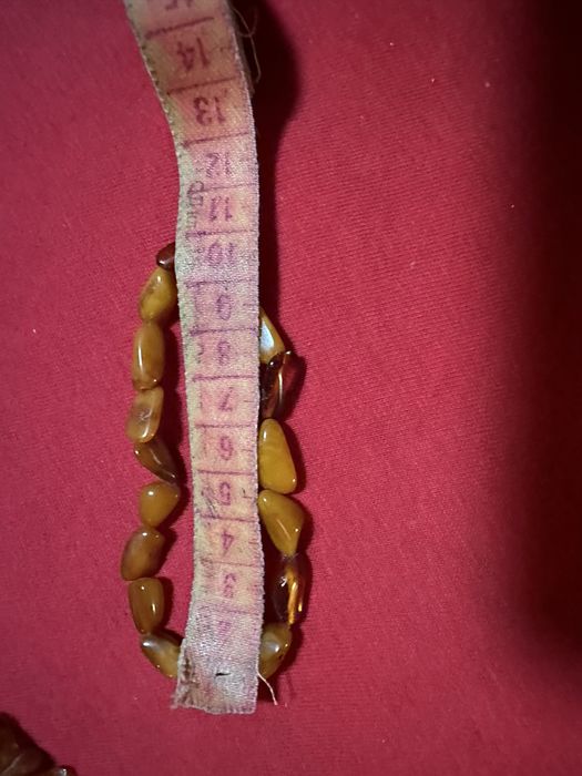 Старинна огърлица от необработван кехлибар и гривна