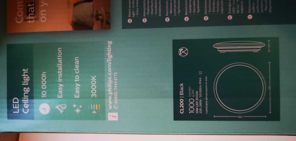 Plafoniera LED integrat Philips, 10W, 3000k, 1000 lumeni, noua.
