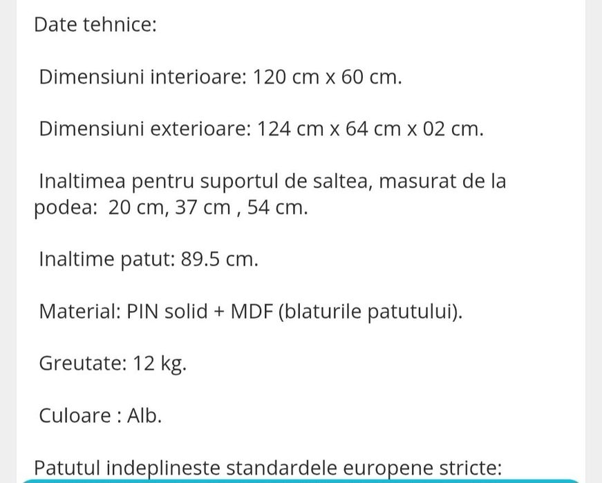 Pătuț copii 120x60