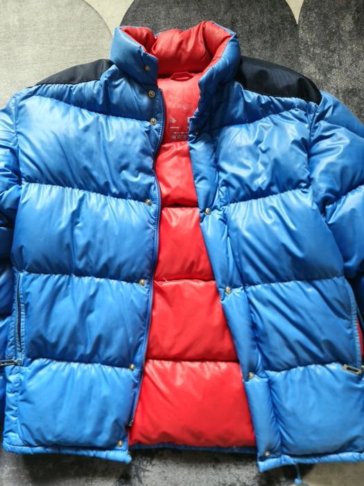 Vintage двуцветно пухено яке Moncler с платки на раменете