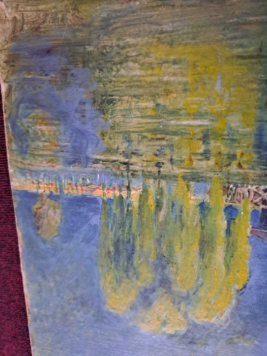 tablou pictura pe carton gros 35/40 cm semnat f hillebrand