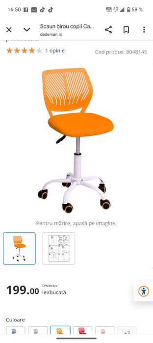 Scaun de birou pentru copii