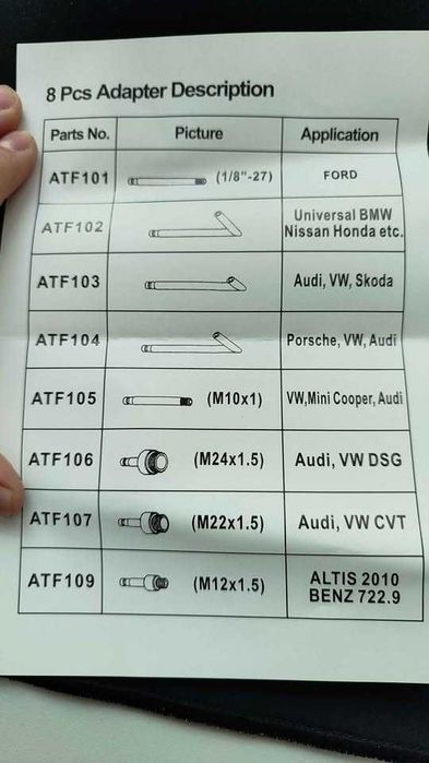Ръчна помпа за масло на автоматични скоростни кутии 7.5L / ATF Fluid Pump комплект с адаптери