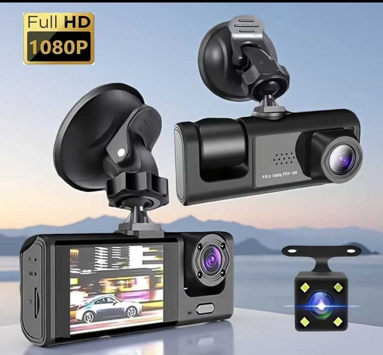 Camera auto tripla FullHD, 3 camere-fata/spate/interior,