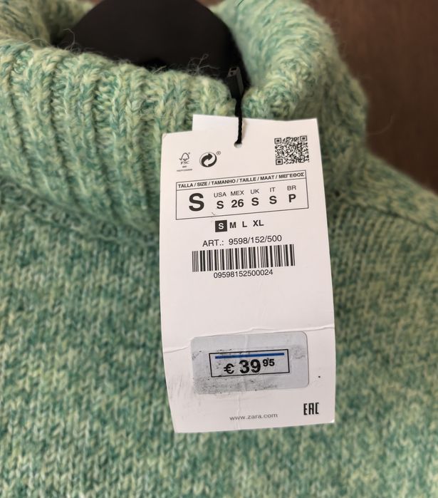 Pulover călduros Zara S oversize