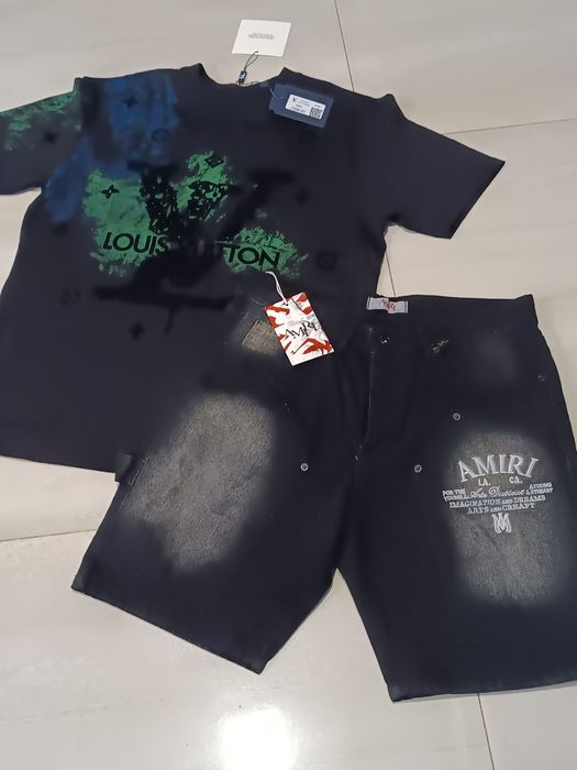 Compleu bărbați tricou LV și blugi pentru bărbați