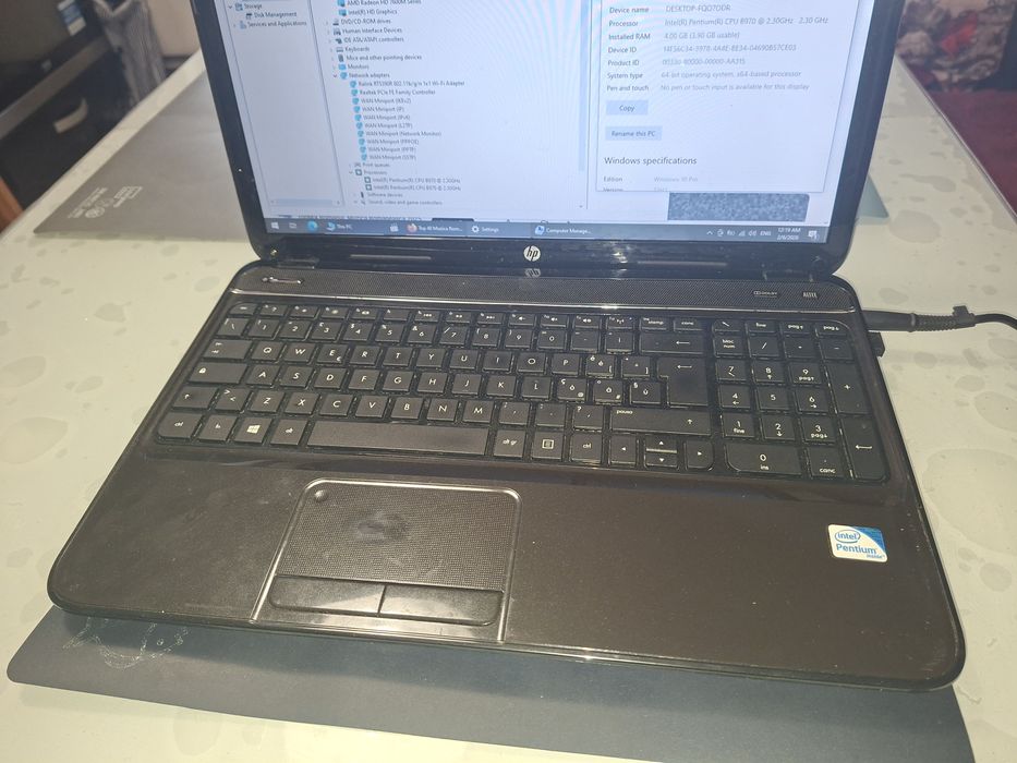HP Pavilion g6, Windows 10 Pro, Intel B970, video AMD Radeon HD 7600M
