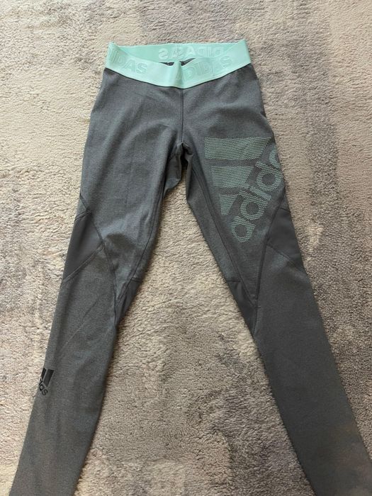 Colanti Adidas dama marimea S Techfit Compression gri cu verde menta