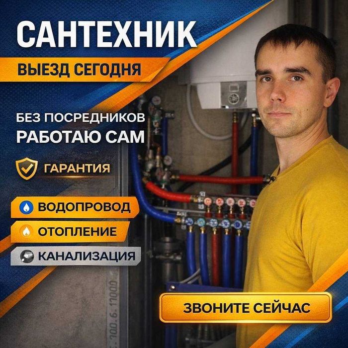 Сантехник профессионал: чистка засора, замена смесителей!