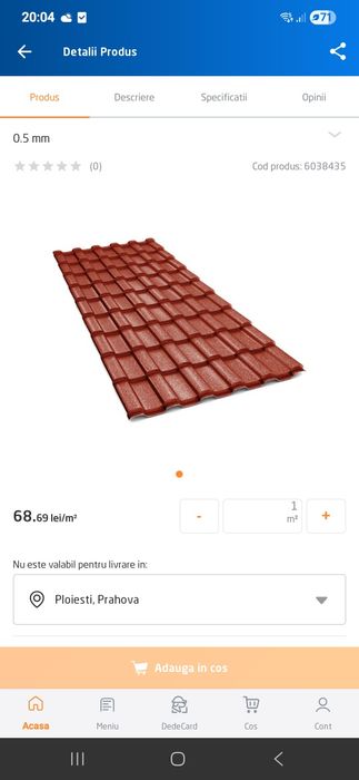 Vând țiglă metalica Bilka Grande Mat