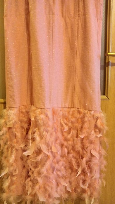 Официална дълга рокля, цвят корал