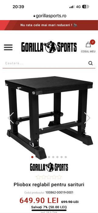 Pliobox eglabil pentru sarituri 5 inaltimi reglabile de la 45 la 65 cm