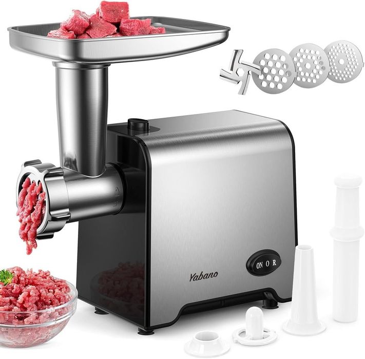 Răzătoare Electrică pentru Carne cu Accesoriu pentru Cârnați și 3 Disc