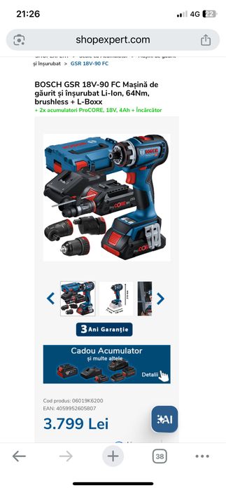 Autofiletanta Bosch GSR 18-90 Fc Brushless