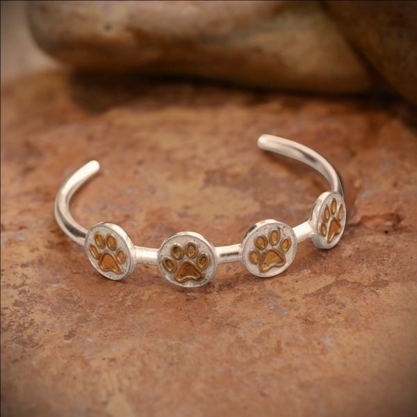 Сребърна гривна 925 с лапички и златни акценти |гривна | Арт Дива