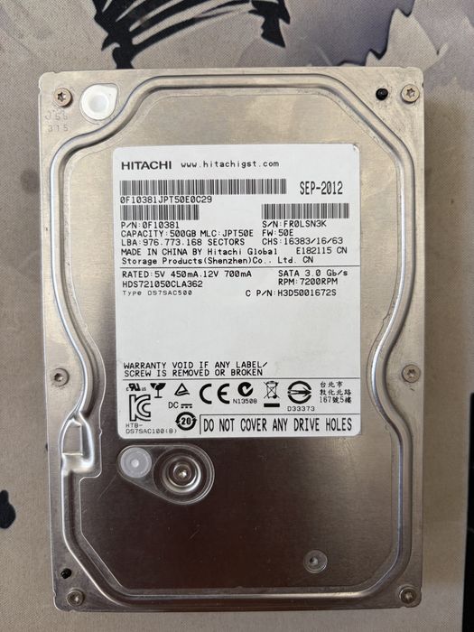 Жёсткий диск Hitachi 500 ГБ