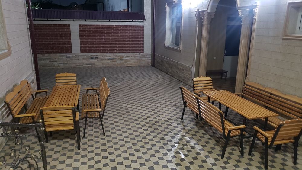 Дачник(стол стул) 2та бир хил комплект бор 2- стол 4-скамейка 4-кресло