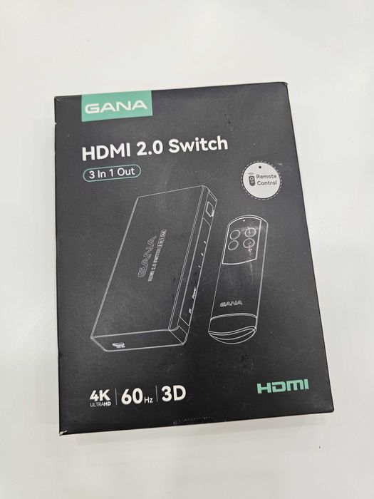 GANA HDMI Switch 3-in-1 Out–HDMI превключвател с дистанционно, 4K 60Hz