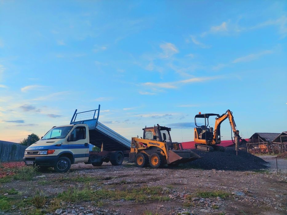 Executam lucrari cu Miniexcavator, Miniincarcator, Cilindru compactor