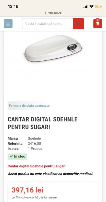 Cantar digital Soehnle pentru sugari