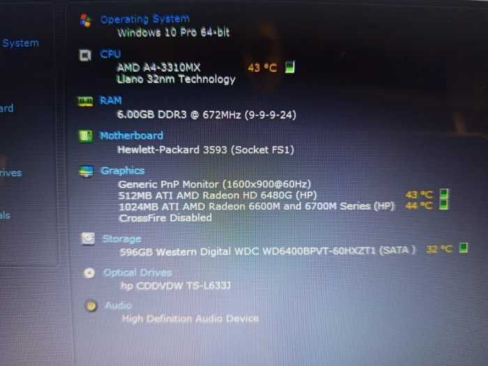 Laptop HP dv7 6Gb RAM | 640Gb hdd | AMD A4-3320MX 2,10Ghz