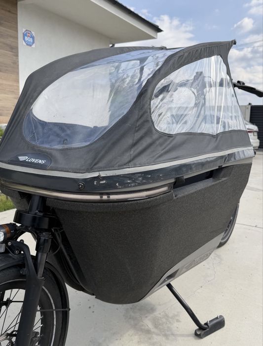 Lovens Explorer S50 cargo electrică Bosch – copii, plafon ploaie, stare foarte bună