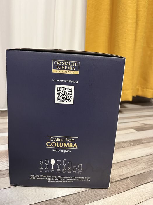 Set 6 pahare vin, sticla cristalina, Crystalite Bohemia, Columbia