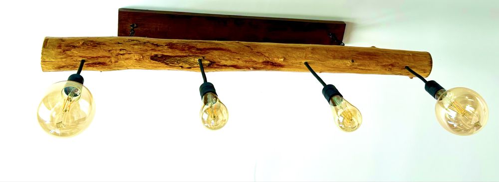 2 Lustre hand-made din lemn rotund – unicat, realizate manual