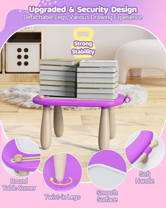 Магнитна дъска за рисуване за малки деца, лилава