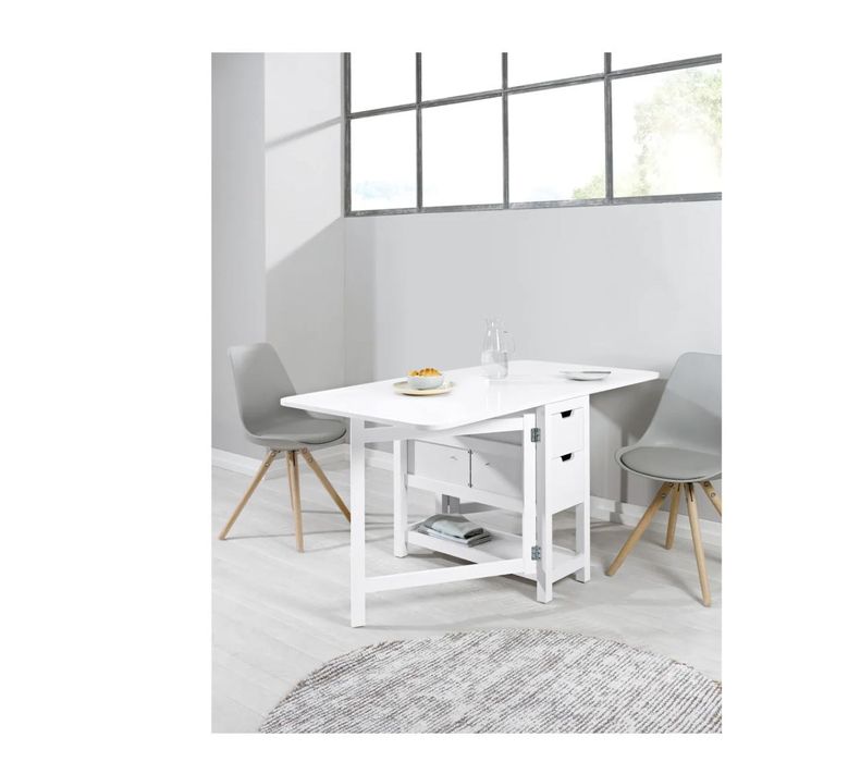 Masă pliabilă alba cu sertare