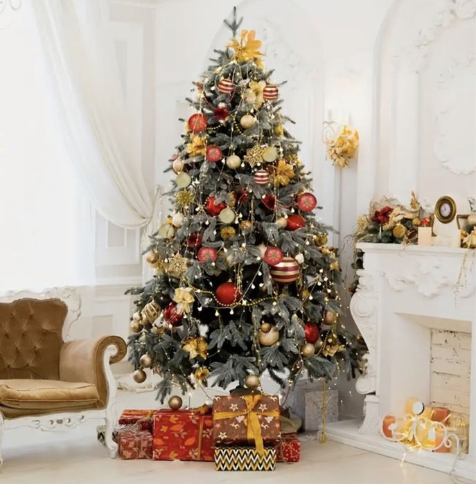 Комплект от 100 коледни топки многоцветни 3 стила