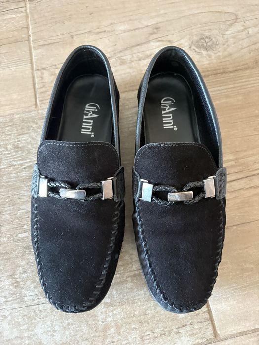 GiAnni Мъжки черни мокасини от естествен велур