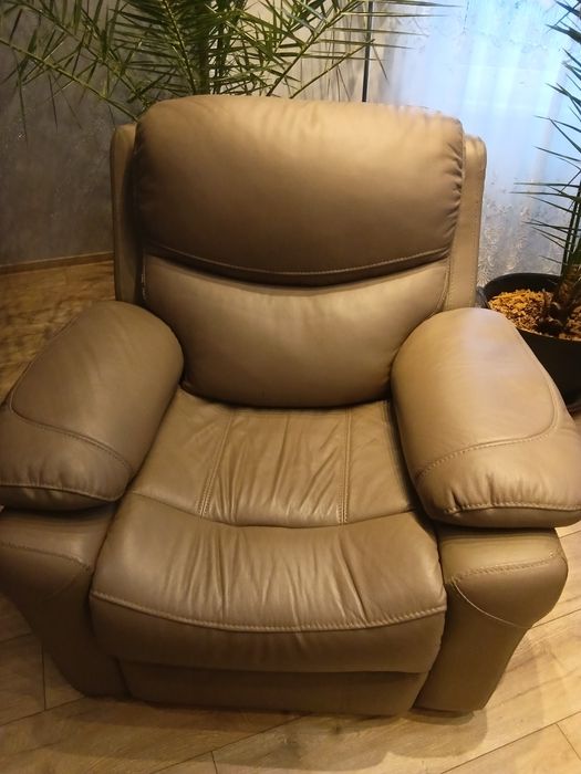 Set canapea Kring Royal, 2 reclinere, piele naturala,bej