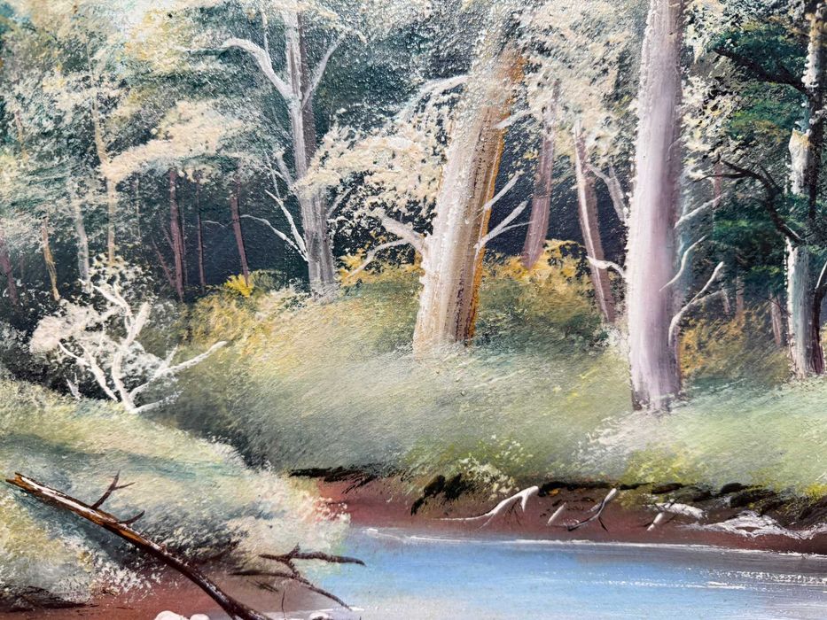 tablou pictat manual in ulei pe panza dim 56x41cm semnat cu rama ulei
