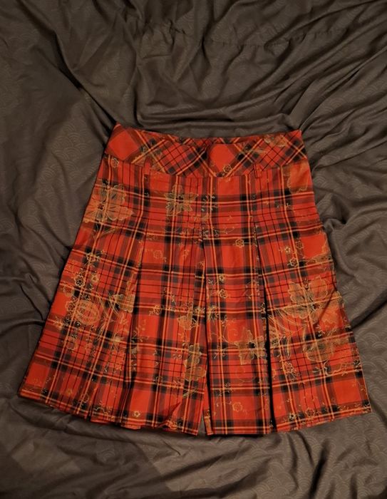 Fustă Pantalon Behçetti, 40 - Tartan Plisat Brodat - Stil Goth/Alt - V