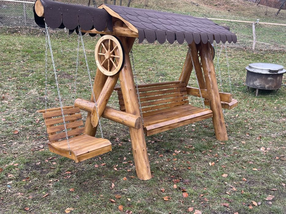 Leagan din bile de brad / balansoar lemn rotund