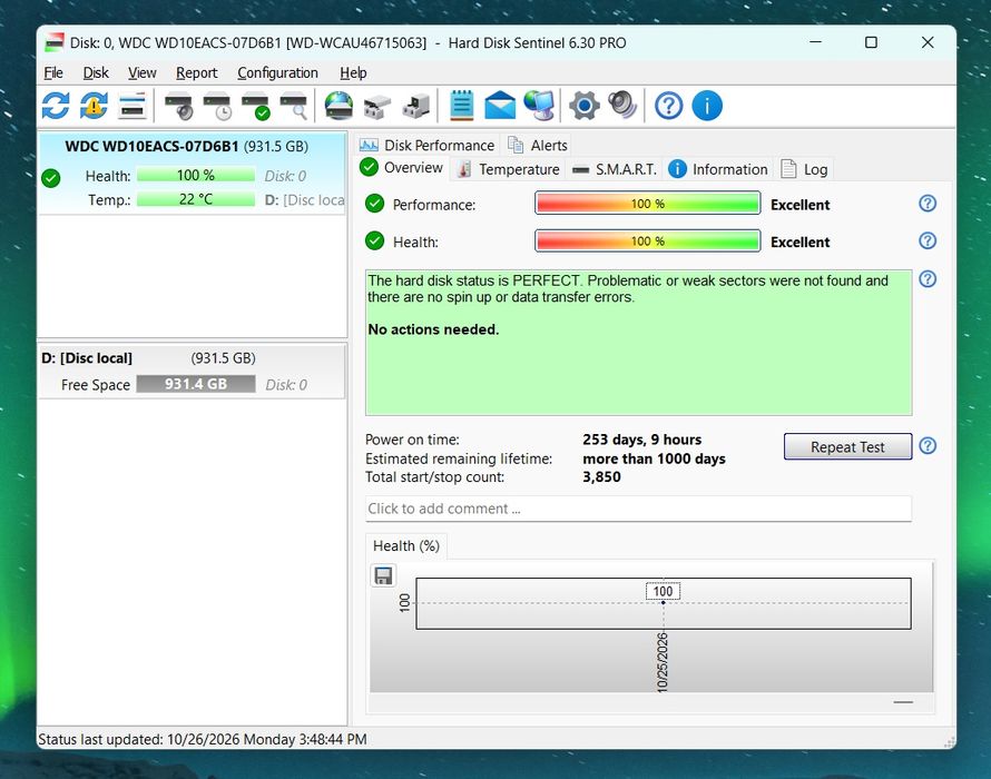 Hard 1TB Western Digital 100%