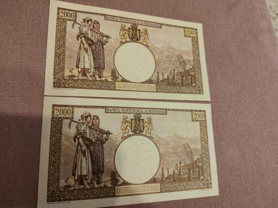 2x 2000 lei 1941 SUPERBE serii consecutive UNC