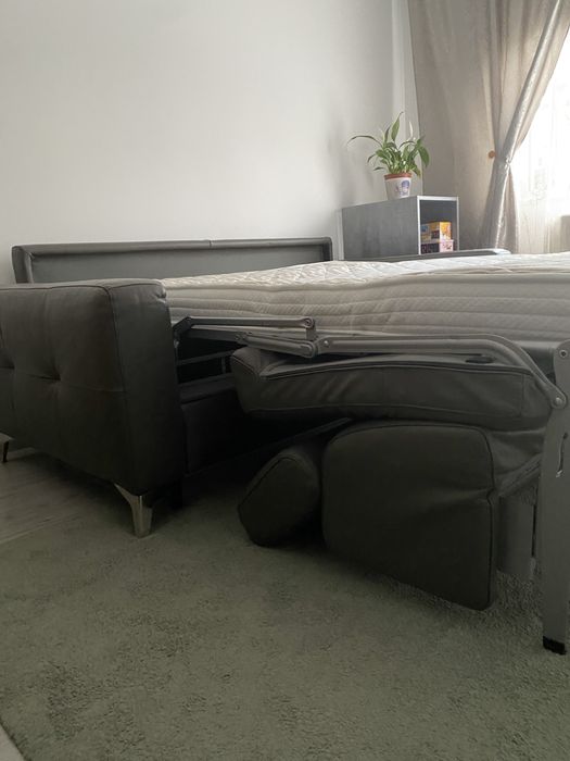 Canapea extensibila de piele  cu saltea