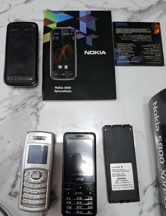 Телефоны NOKIA5800,SAMSUNG X100,Artel,на запчасти+зарядки+наушники.